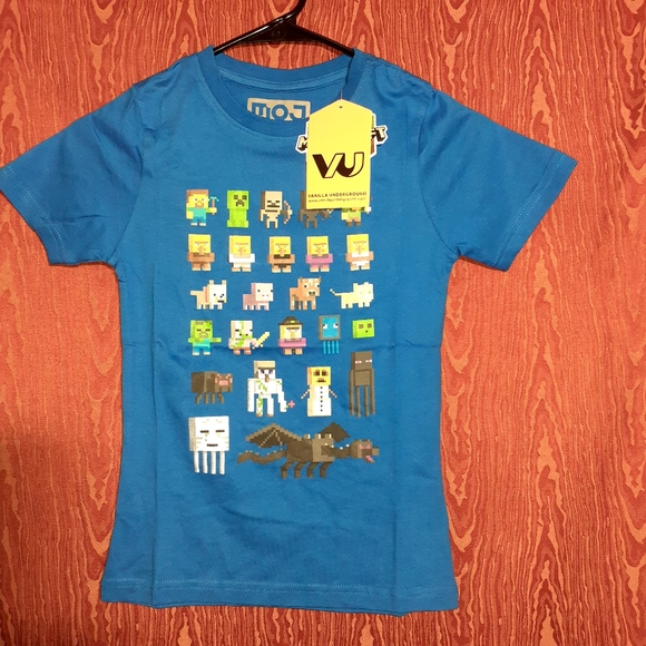 MINECRAFT SPRITES CHARACTERS SIZE 7-8 YEARS OLD BLUE SHORT SLEEVE T-SHIR… - Picture 2 of 9